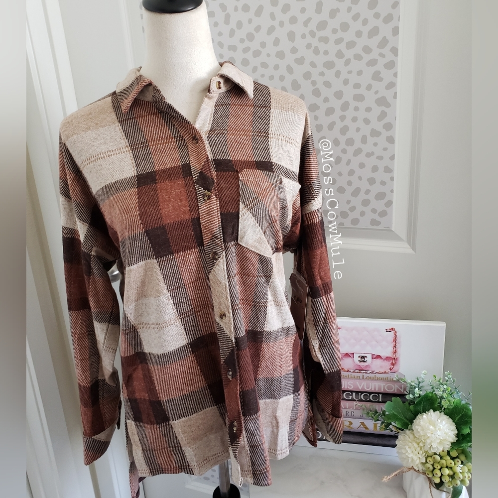 Plaid Brown Button Down Flannel